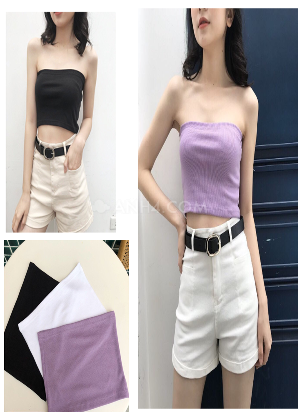 Áo Quây Ngực Len Tăm Nữ 🌸 Croptop thun dáng ôm màu đen trắng tím SIÊU HOT 🌸