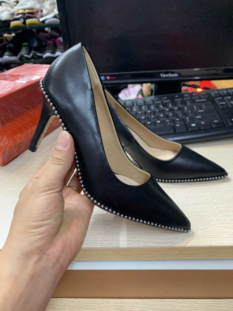 Giầy Coach Nữ Gót Nhỏ Cao 8cm Hàng Da Thật