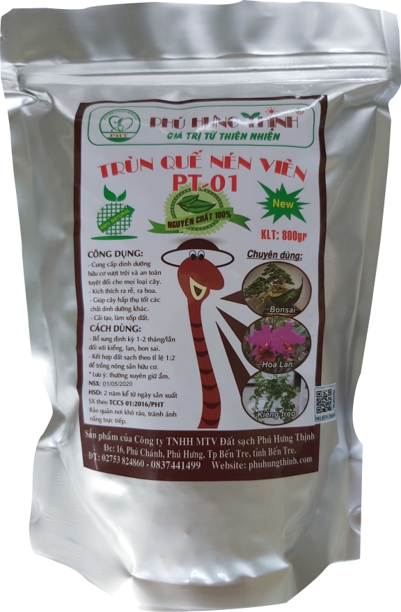 Phân trùn quế nén viên (800g)
