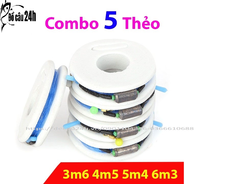 Combo 5 Thẻo Trục Câu Đài Buộc Sẵn Về Chỉ Việc Câu Đủ Kích Cỡ - Đồ Câu 24h