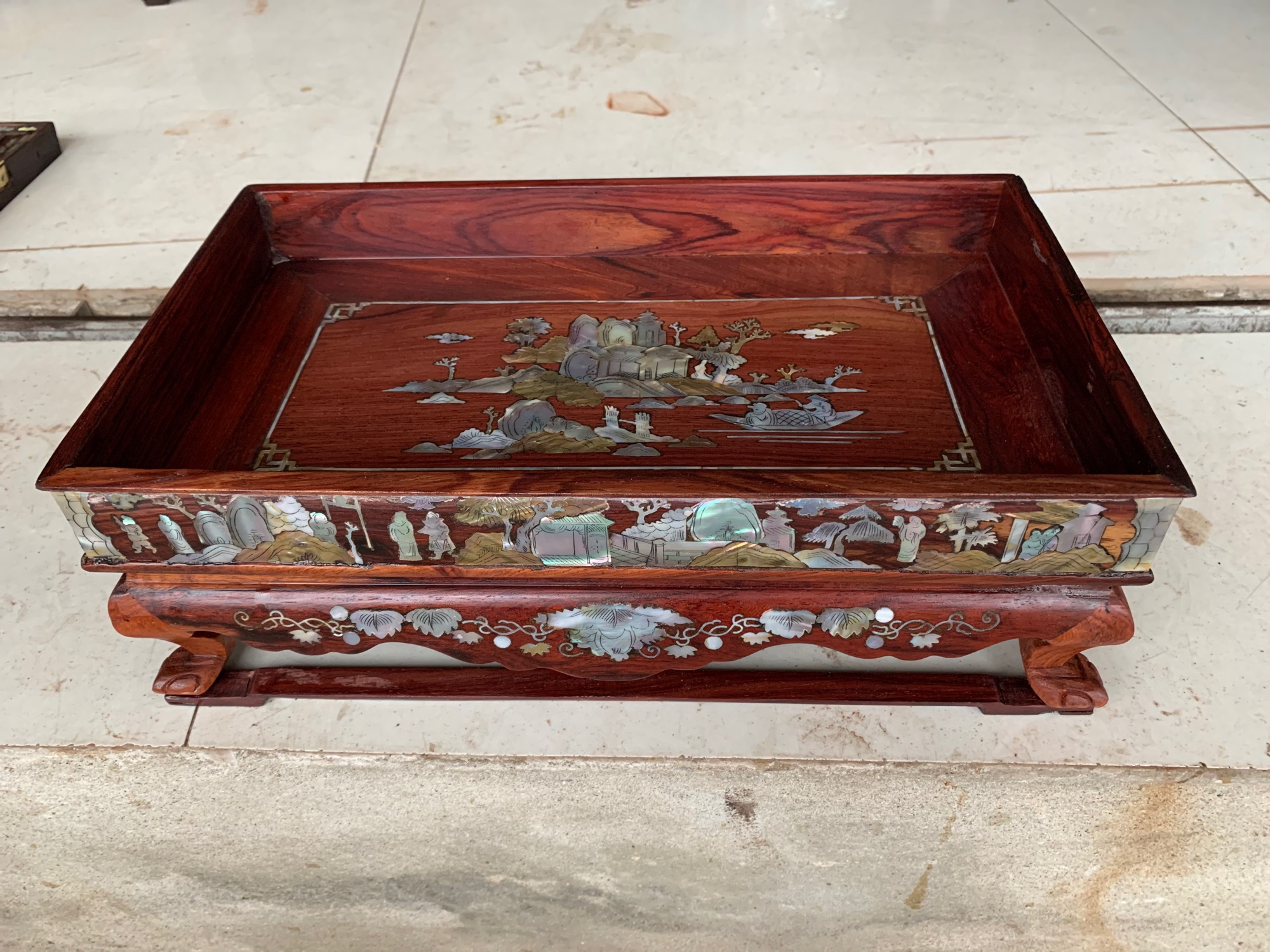 Khay trà gỗ cẩm khảm ốc đẹp