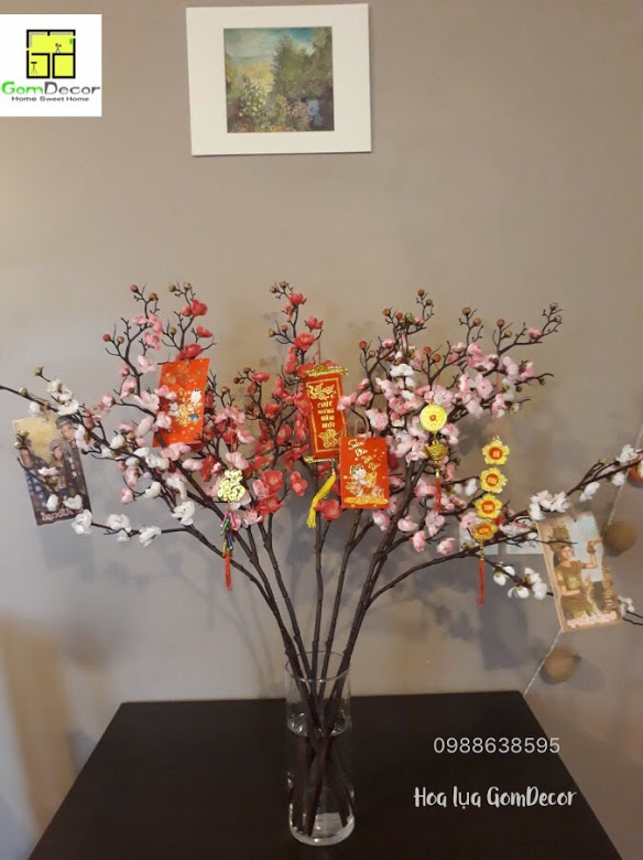 Hoa đào giả hoa lụa đẹp trang trí cao cấp