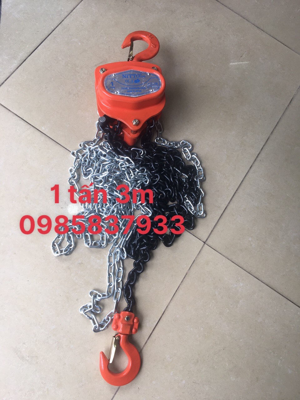 Palang xích 1 tấn 3m Nitto Nhật nâng hạ các thiết bị nặng lên độ cao với độ an toàn và tuổi thọ lâu