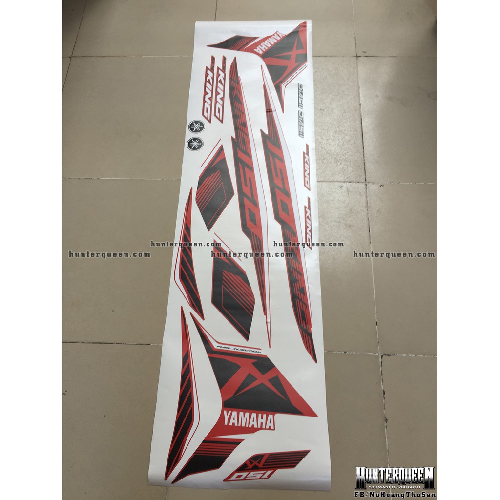 Tem Xe Exciter 150, Mx King. Tem Đỏ Đen Nhám, Dán Xe Đen