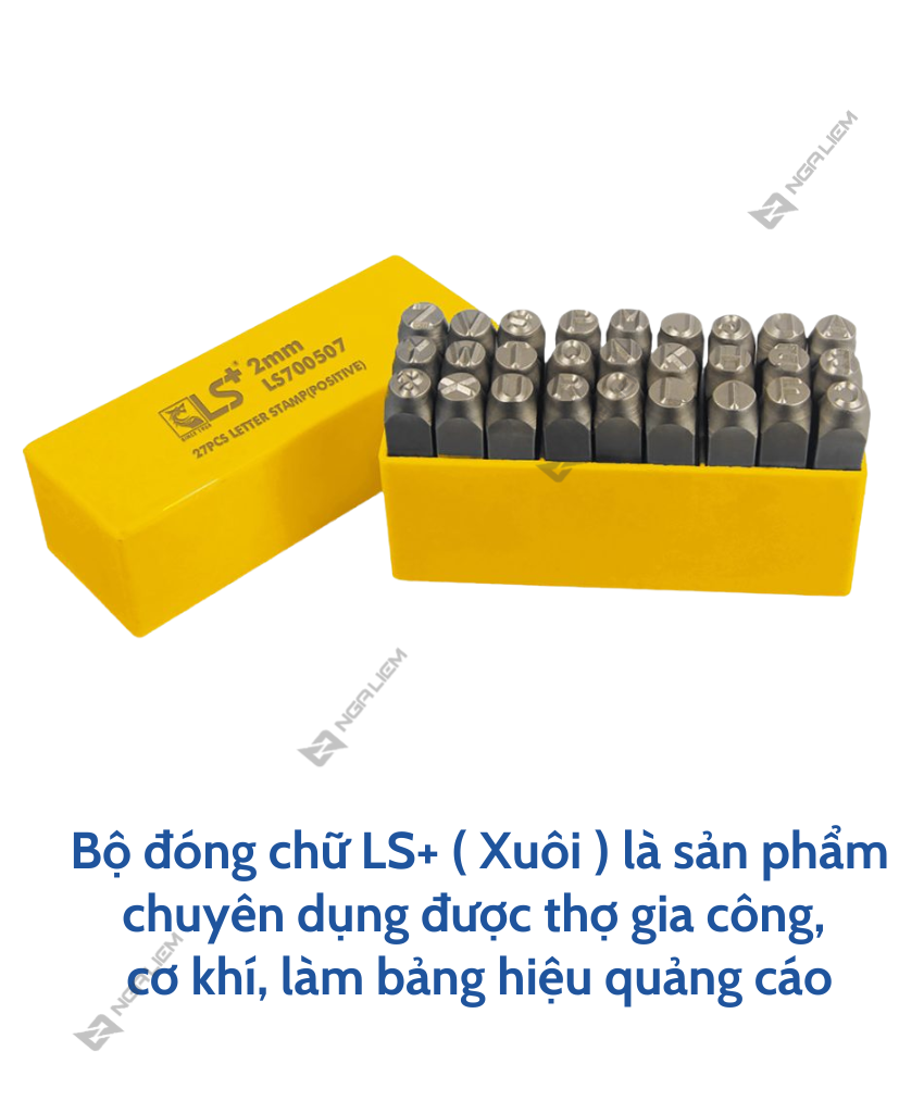 Đóng chữ bộ Xuôi LS+ (27 món) (2mm; 3mm; 4mm; 5mm; 6mm; 8mm; 10mm) (BỘ)