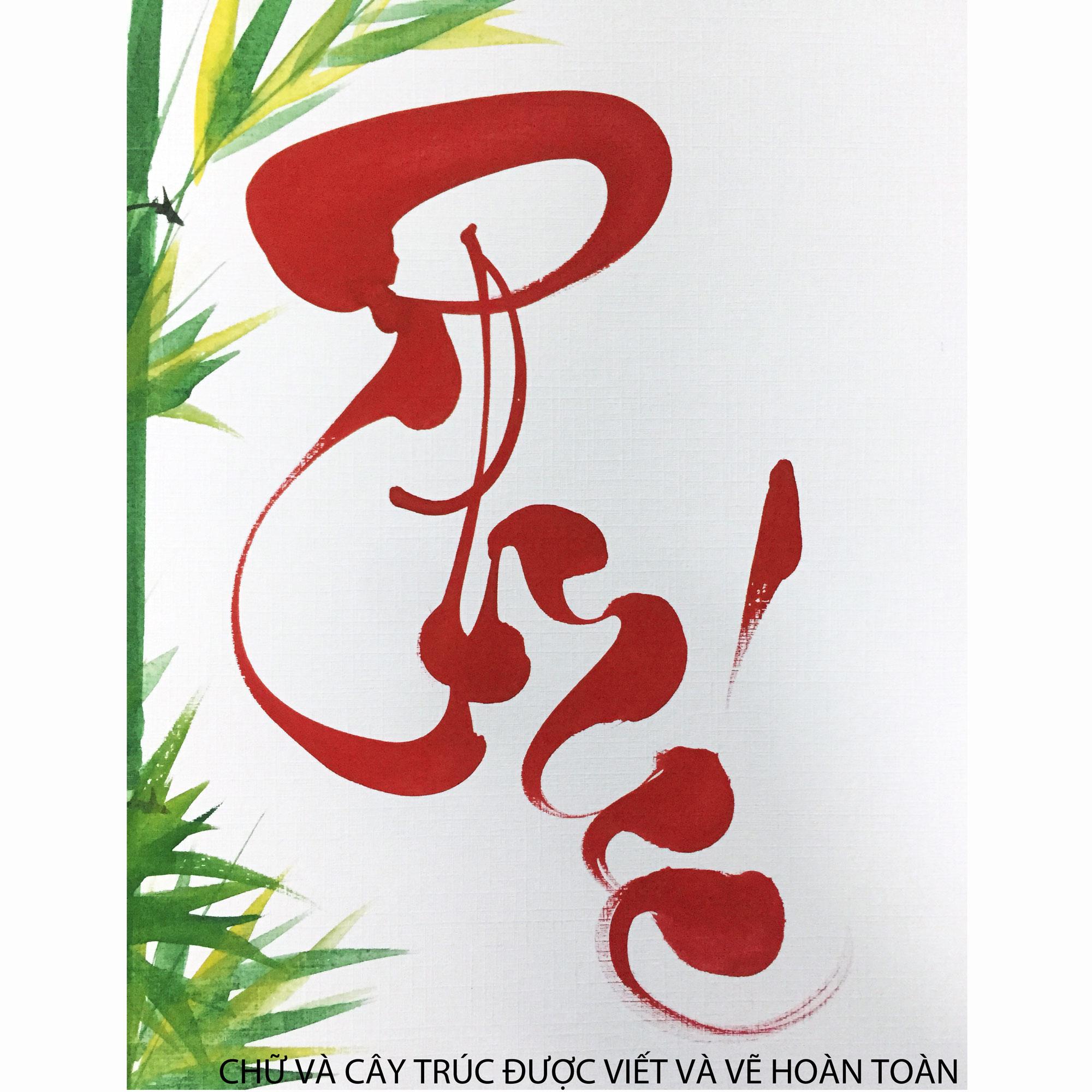 Tranh thư pháp - Chữ Phúc 01 - Tranh Minh Hiền (Viết và Vẽ 100% - không sử dụng in ấn)