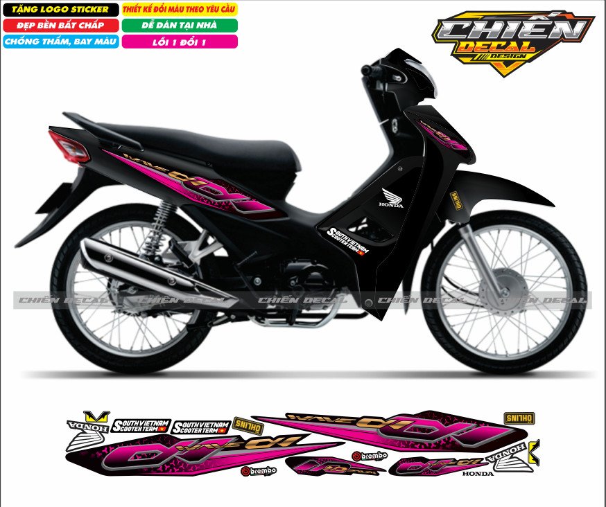 Tem rời xe wave anpha 110cc - 100cc - 50cc chế mẫu zin nhiều màu lựa chọn (tem 3 lớp cao cấp)