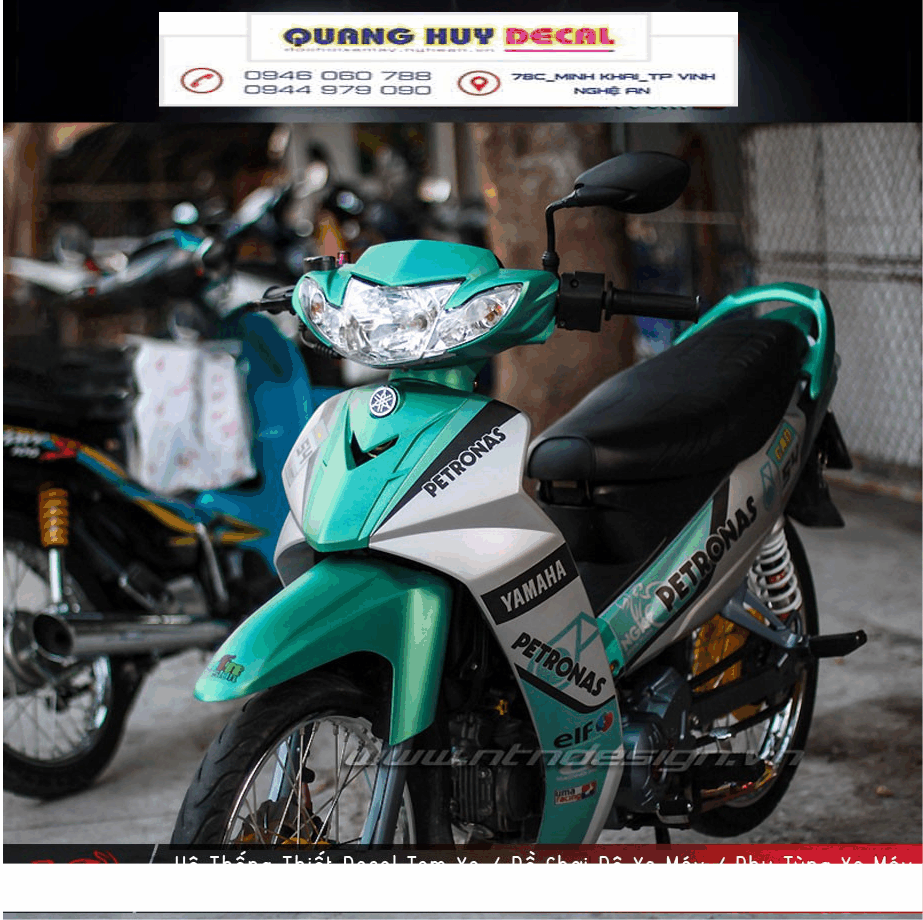 Tem trùm xe sirius  xanh ngọc bích petronas chế đẹp - Tem xe  sirius xanh ngọc bích thiết kế theo yêu cầu - tem trùm xe sirius chế đẹp và rẻ chất