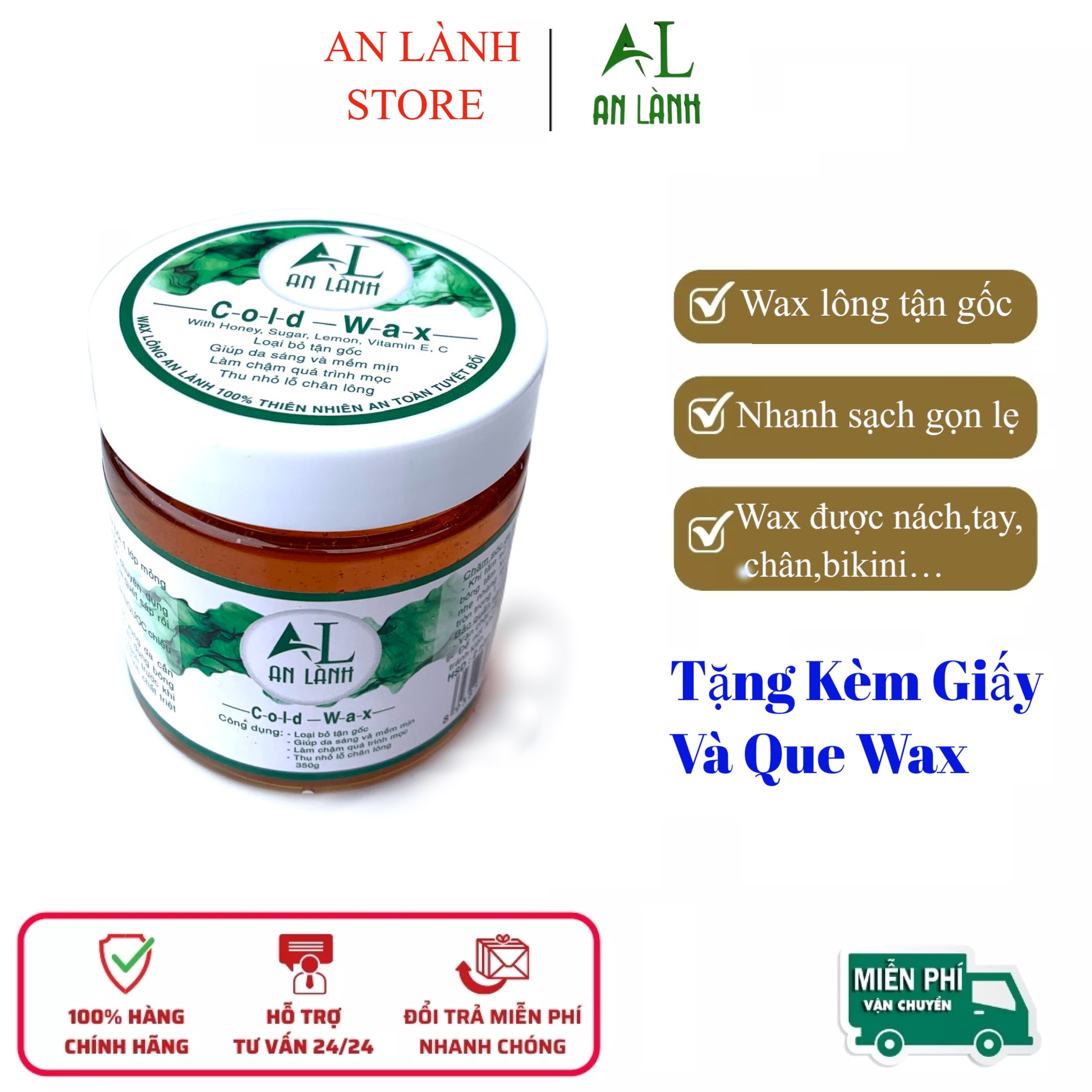 Wax Lông Nách An LànhTặng kèm giấy và que gạt Wax lông nách Tẩy lông tay
