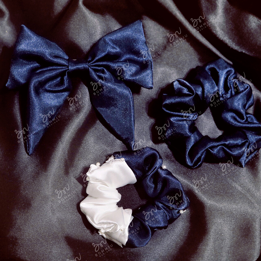 Set 3 Kẹp tóc nơ, dây tóc scrunchies tiểu thư