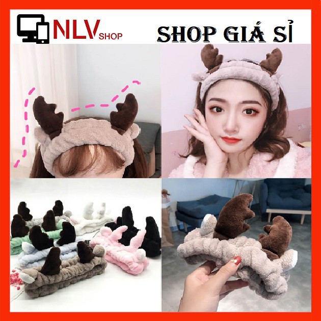 [HCM]NLVSHOP Băng Đô Sừng Hươu 3D Vải Nhung Mềm Mại