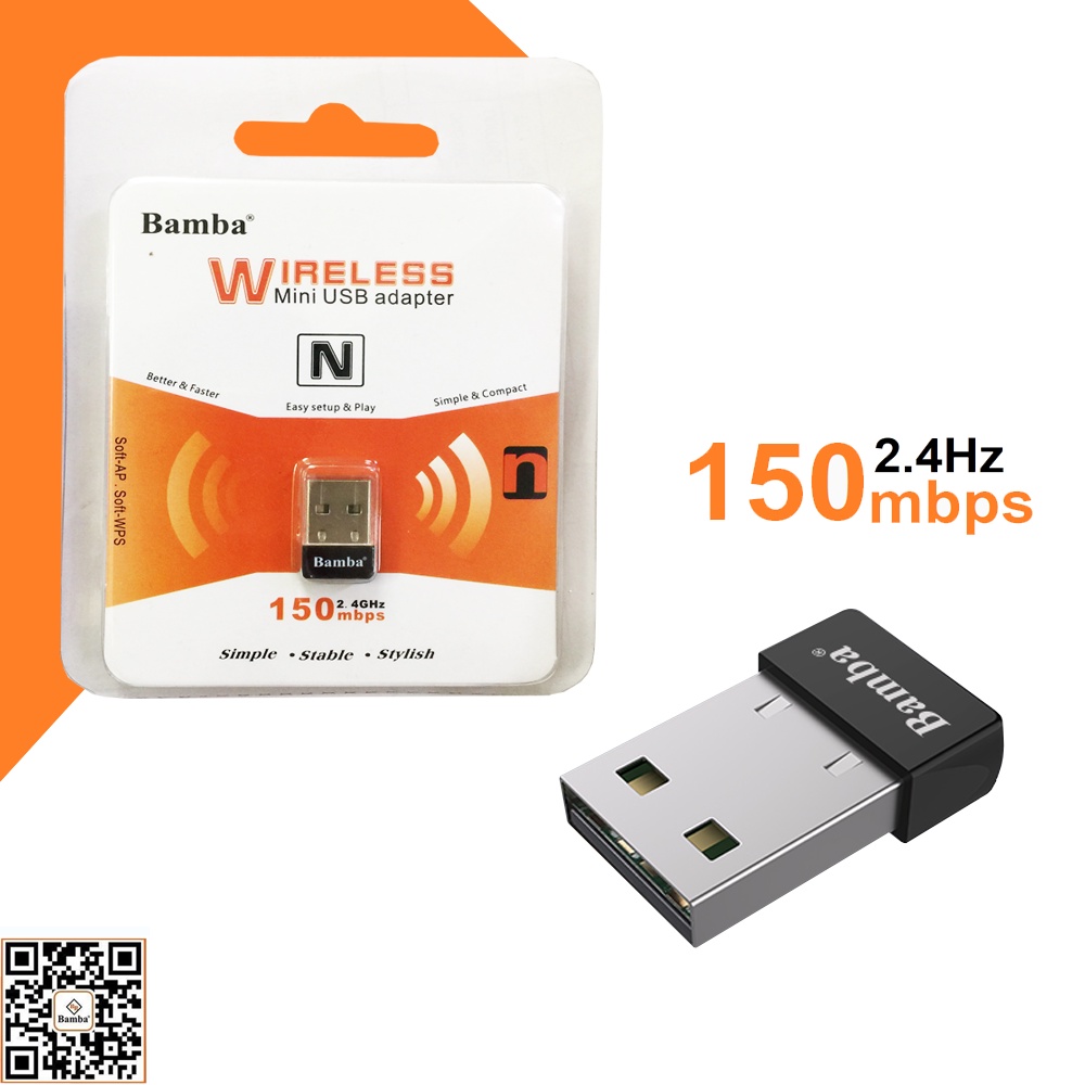 Usb thu wifi chuẩn 150mbps 2.4ghz bamba loại tốt