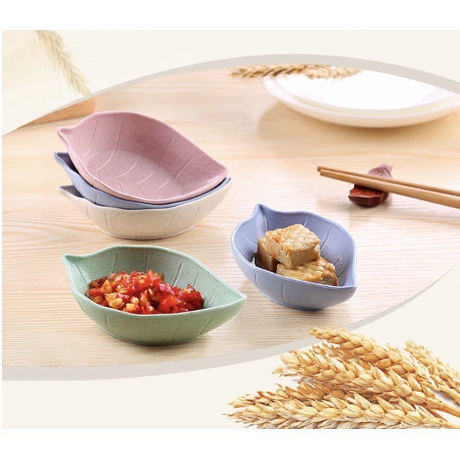 Bát lúa mạch kiểu Nhật mini hình lá bát đựng gia vị nước chấm