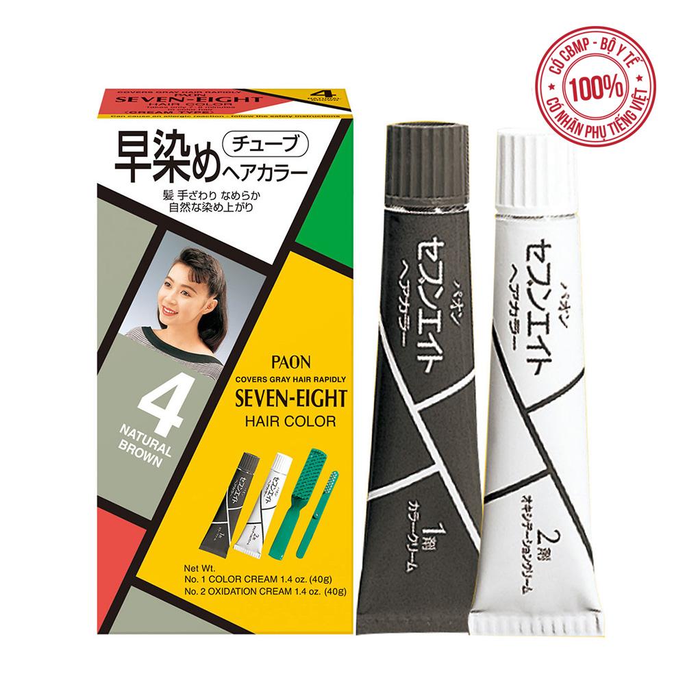 [HCM]Nhuộm phủ bạc SEVEN EIGHT số 4 (Nâu tự nhiên) Nhật Bản (40g+40g)