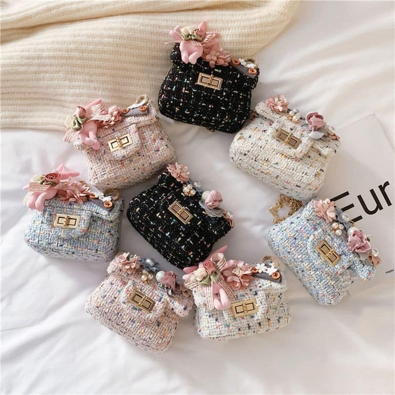 Túi dạ mini đính hoa đeo chéo cho bé