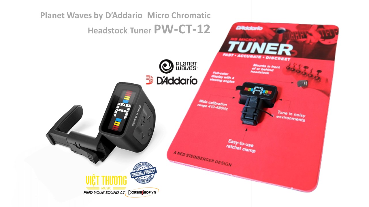 Máy tuner mini cho đàn guitar bass Planet Waves by Daddario PW-CT-12