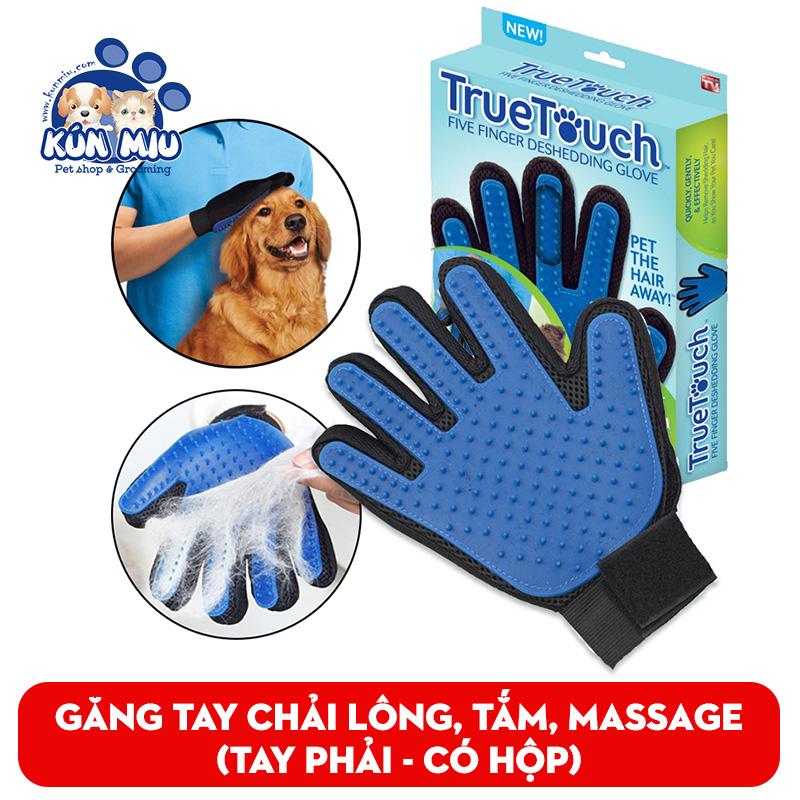 [Hoàn Tiền 10%] Găng tay chải lông cho chó mèo True touch - Găng tay tắm, chải lông và massage cho thú cưng Kún Miu (hàng không hộp)