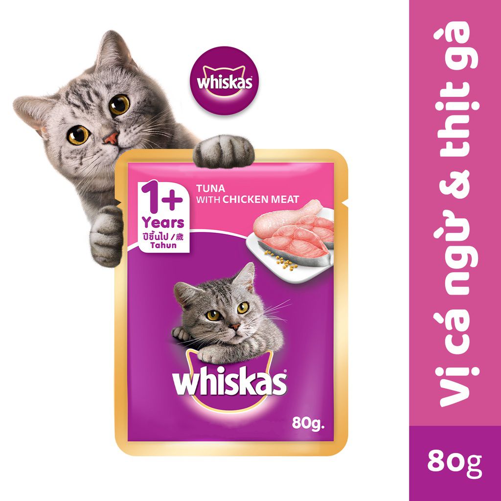 WHISKAS PATE GÓI 85g (MÈO LỚN-MÈO CON)