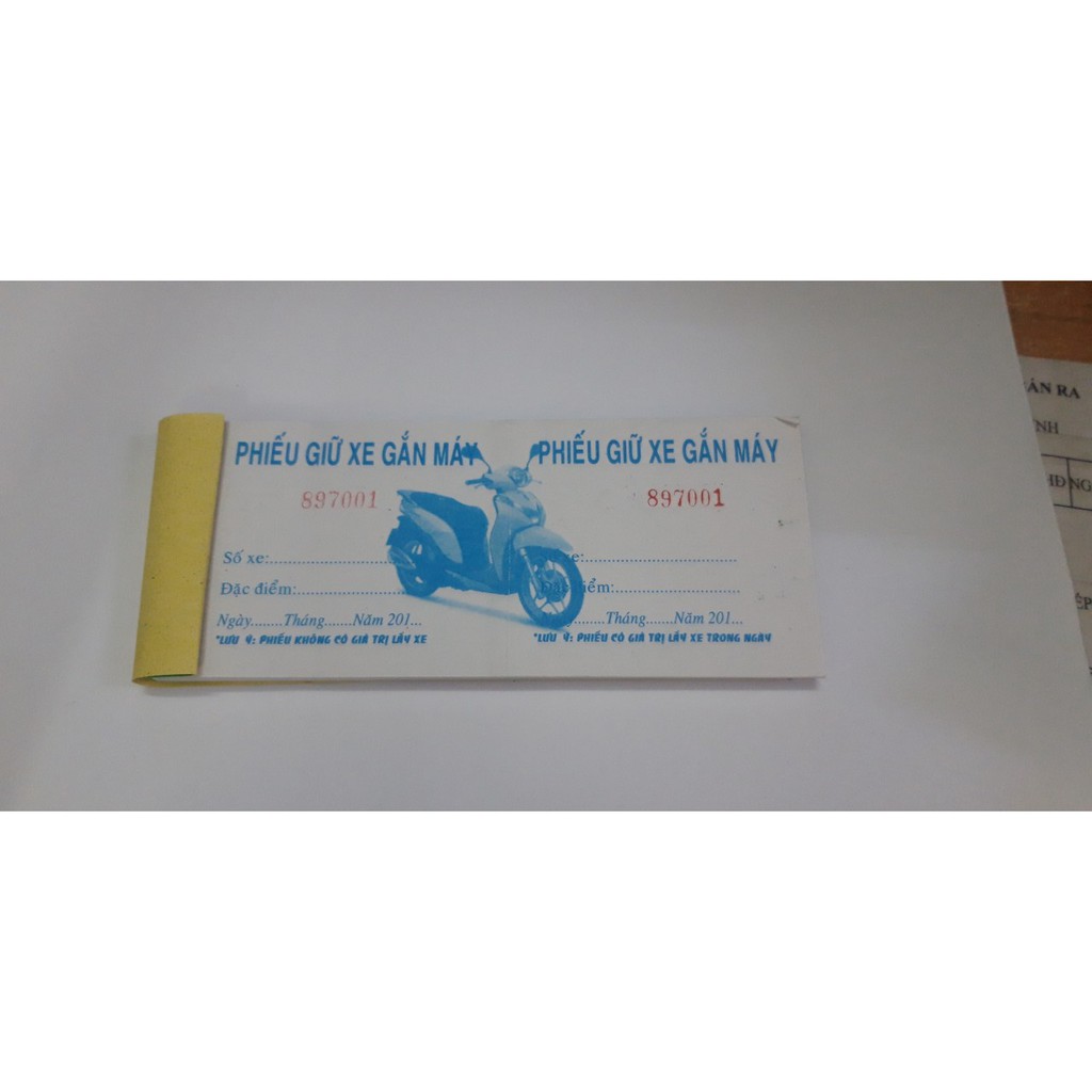 Combo 10 cuốn Phiếu giữ xe gắn máy 100T