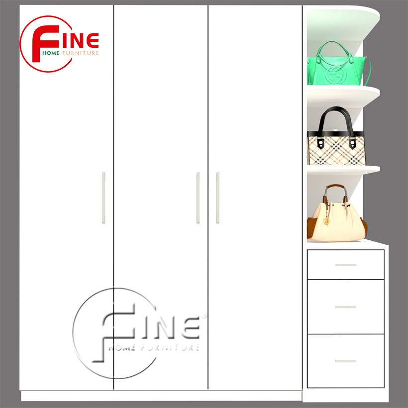 Tủ Quần Áo FINE FT060 (180cm x 200cm) Thiết kế hiện đại, có ngăn trưng bày túi xách