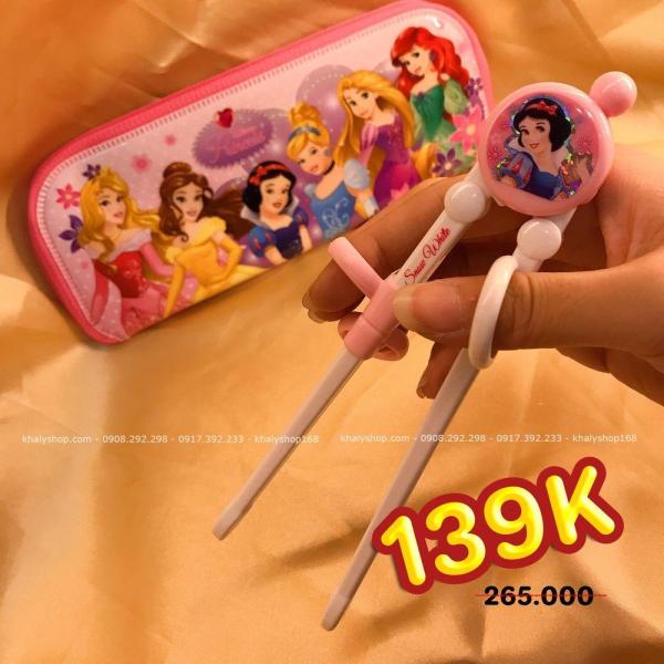 Giá bán Đũa tập ăn kèm túi đựng hình công chúa bạch tuyết Snow White tròn nổi cho trẻ em hàng Disney - DP2100