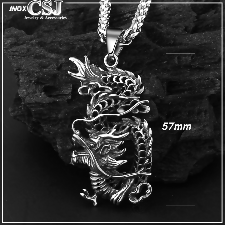 Mặt dây chuyền inox hình con rồng độc đáo, cá tính, đẳng cấp không gỉ