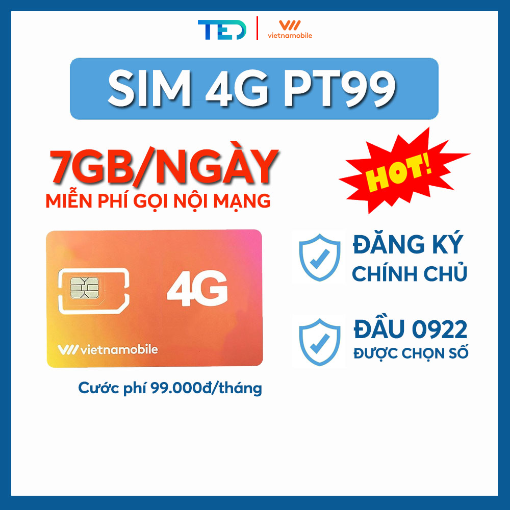 Sim 4g ưu đãi 7gb/ngày vietnamobile, sim data free gọi nội mạng, sim số đẹp đầu 09 vietnamobile