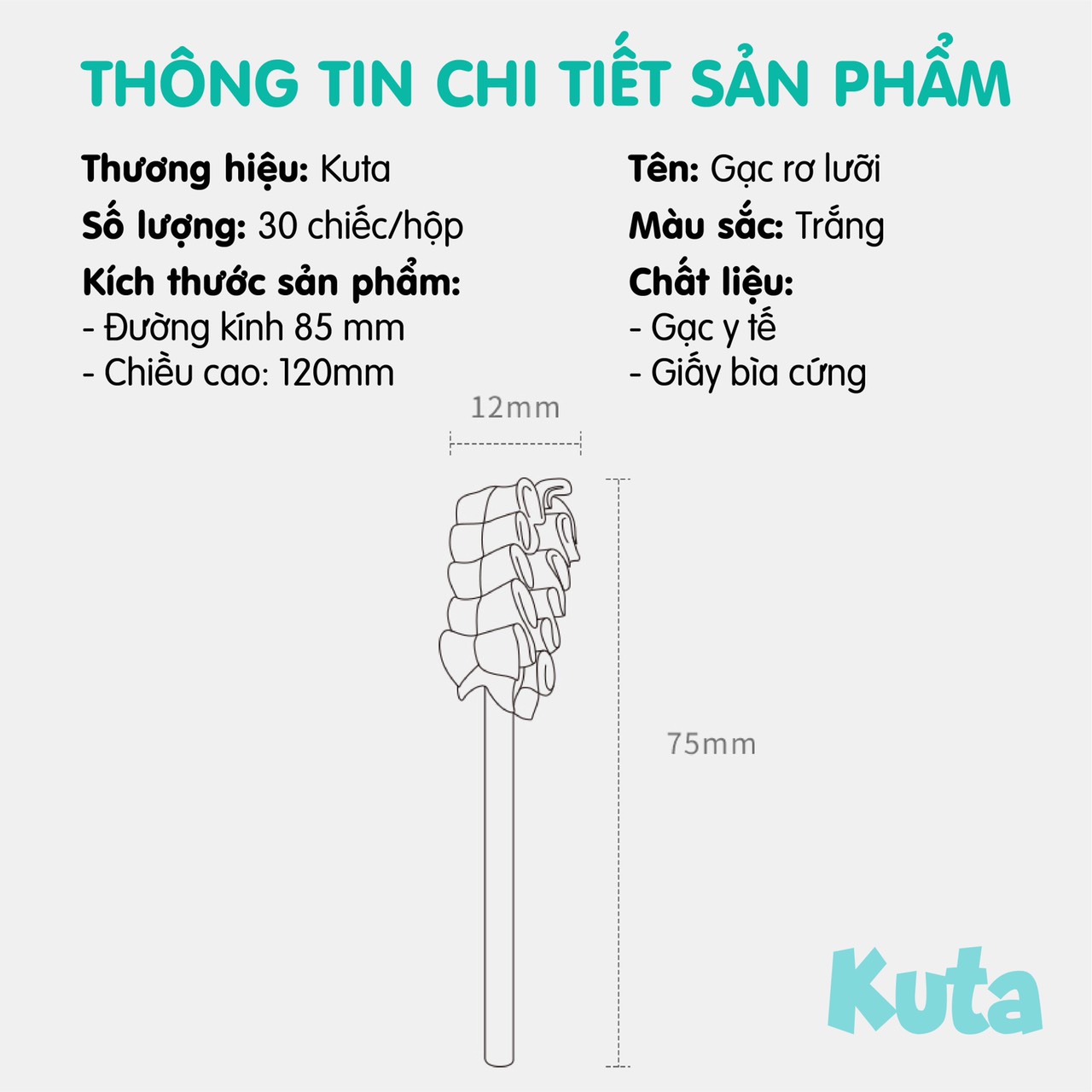 Gạc rơ lưỡi Kuta cho bé