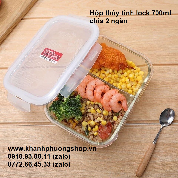 [HCM]hộp thủy tinh lock&lock 2 ngăn - hộp thủy tinh