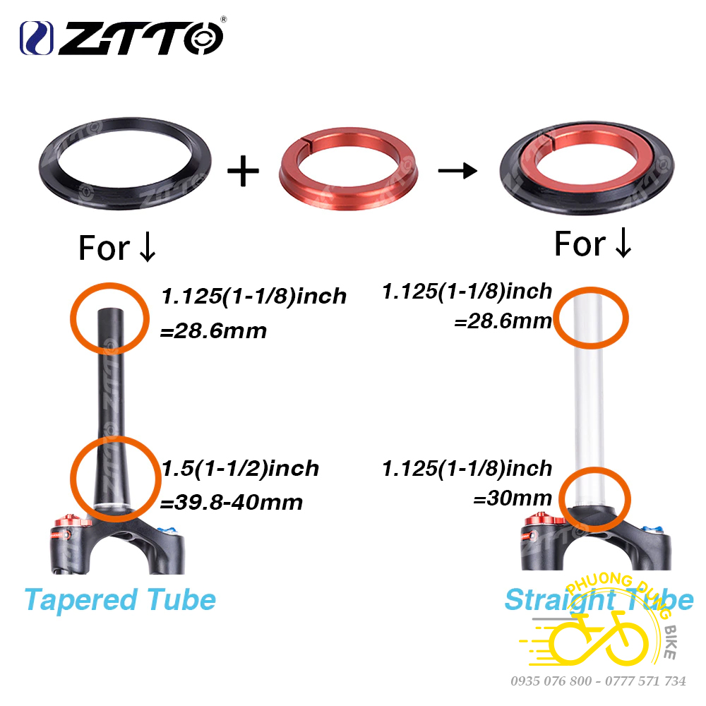Chén cổ bát phốt thả bạc đạn xe đạp ZiTTO 44/56mm