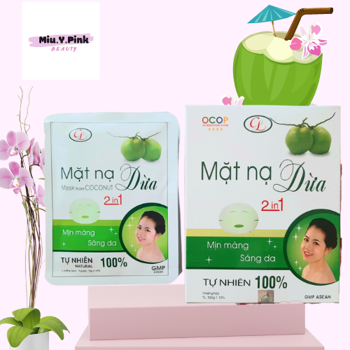 Mặt nạ dừa 2in1 (nước dừa + dầu dừa) Cửu Long dưỡng ẩm sáng da