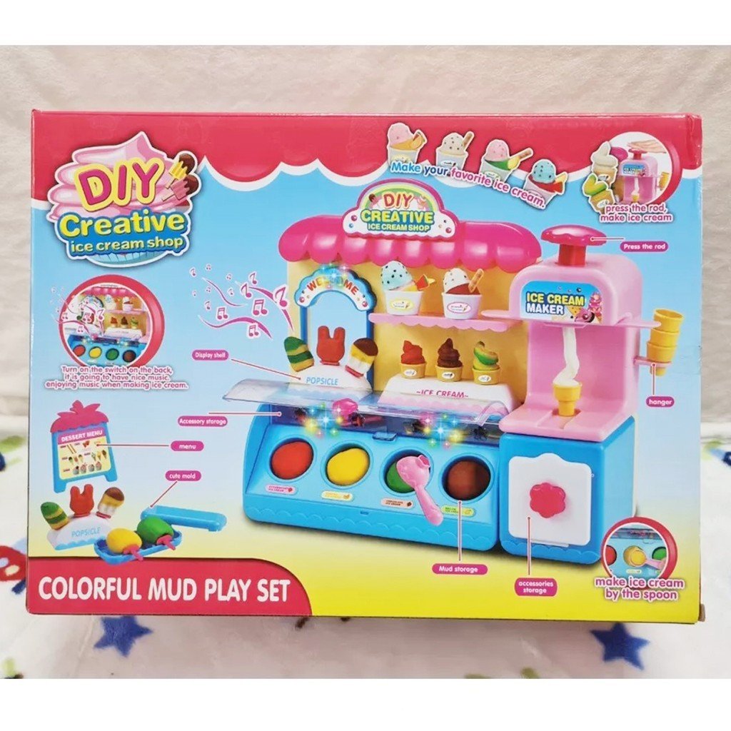 Đồ Chơi Quầy Bán Kem Đất Nặn Tự Chơi Cho Bé