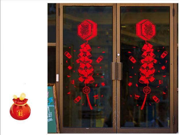 Decal Trang Trí Tết - Hộp Dây Pháo Nổ Lớn Đỏ