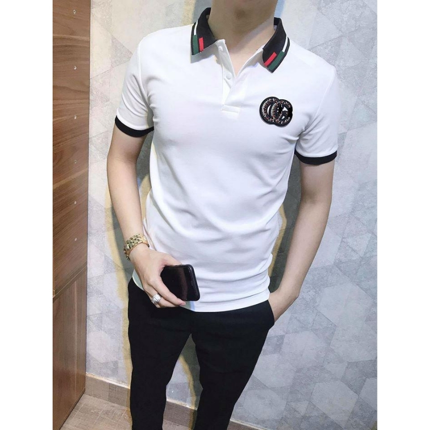 [HCM]Áo thun nam có cổ ngắn tay GC đính đá thời trang OKINAWA