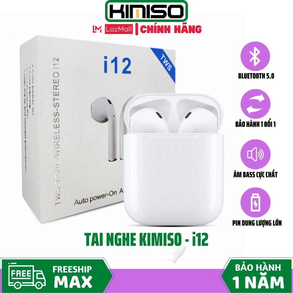 Tai nghe bluetooth không dây KIMISO AKG, i12 TWS nút cảm ứng âm thanh HIFI có mic đàm thoại