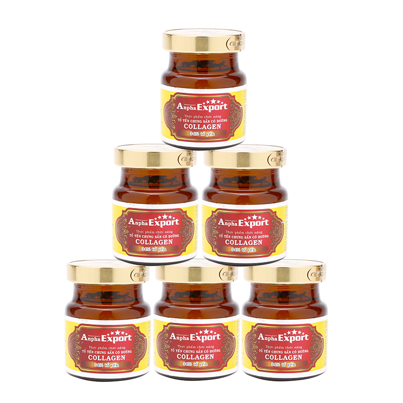 Combo 12 Hũ Tổ Yến 34% Chưng Sẵn Anpha Export Collagen Nhân Sâm