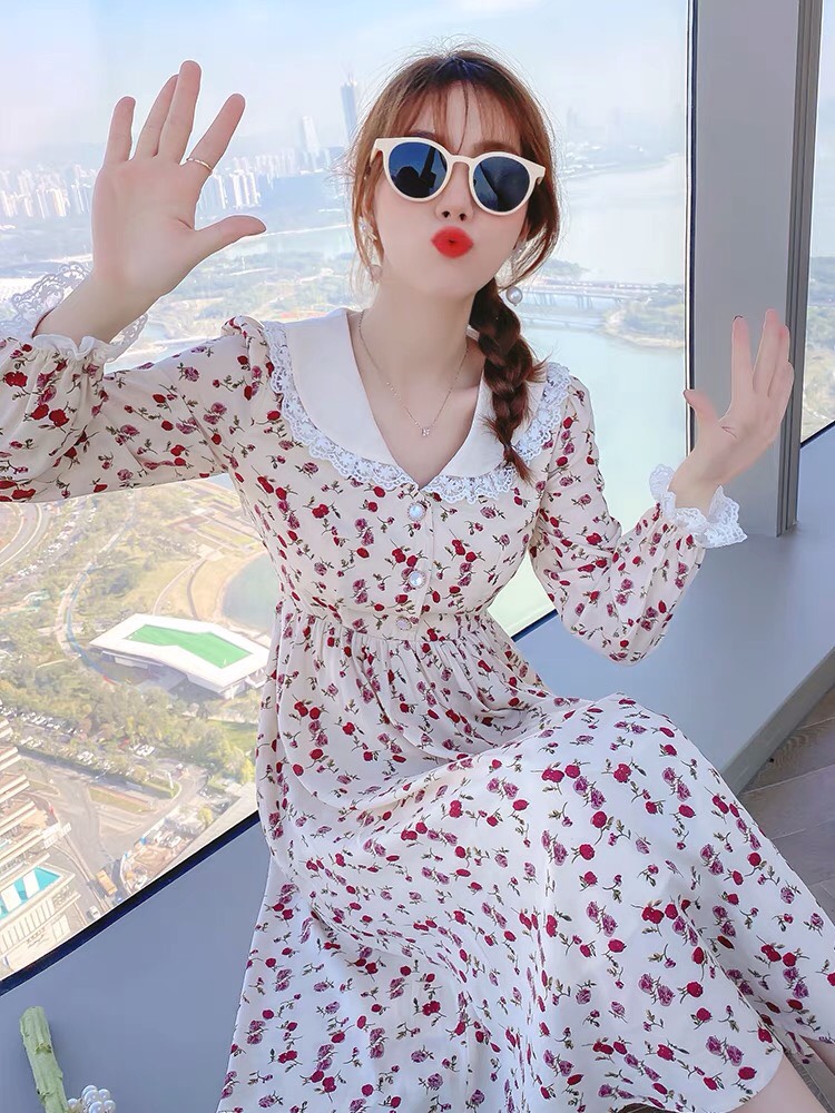 [HCM]Đầm lụa in hoa nhí xinh sắn