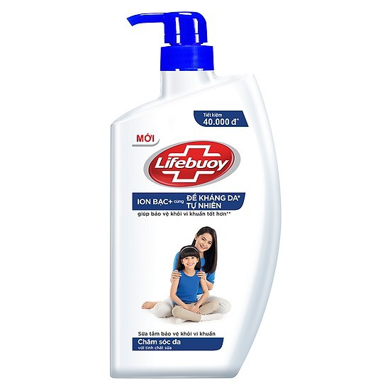 Sữa tắm lifebuoy ion bạc chăm sóc da chai 850gr