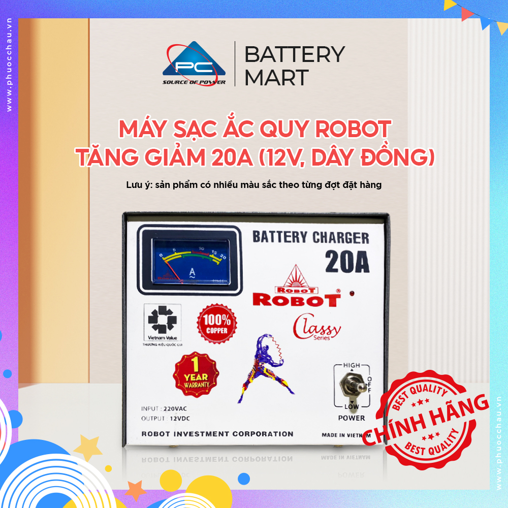 Máy sạc ắc quy robot tăng giảm 20a