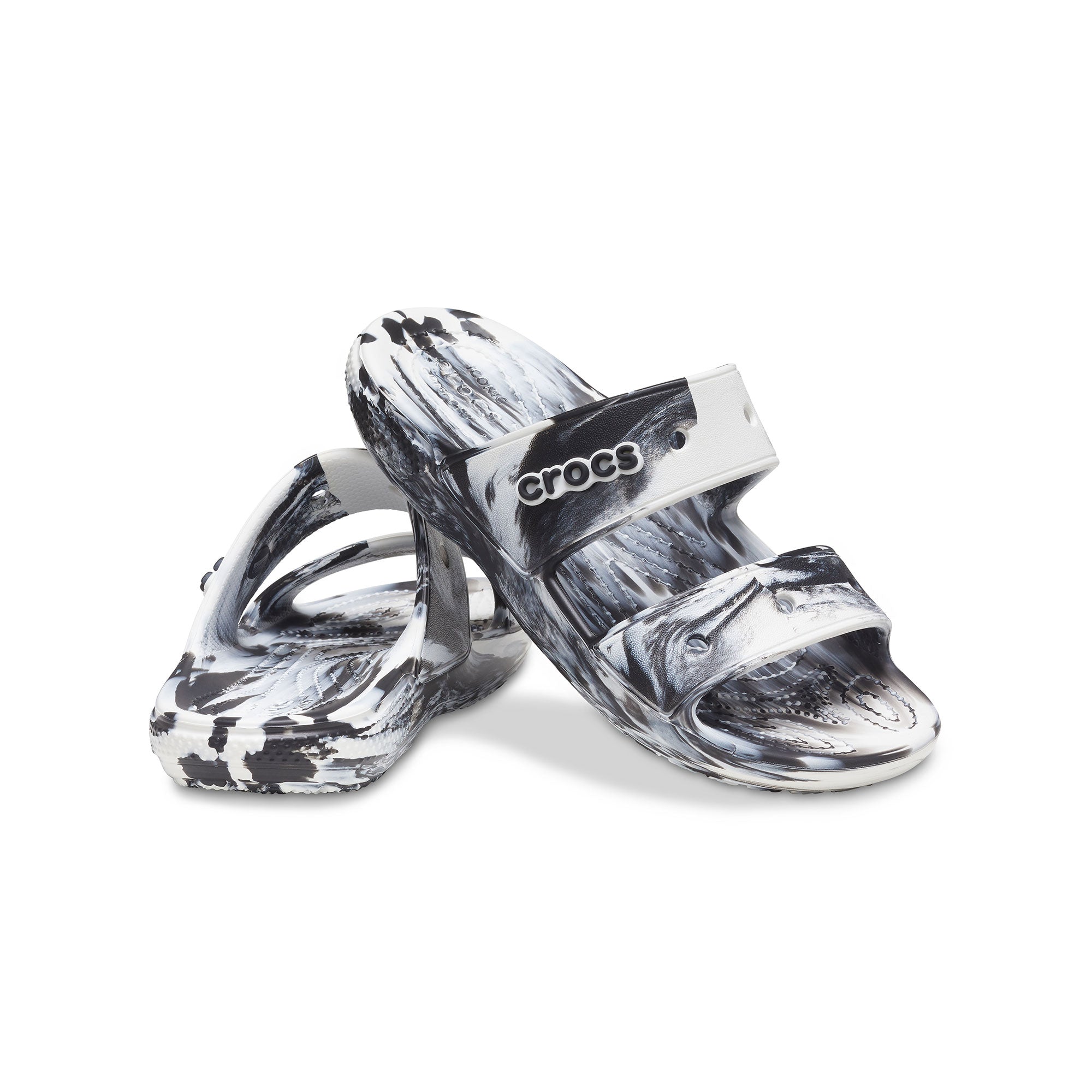 Dép Xăng Đan Unisex Crocs Marbled Classic - White/Black