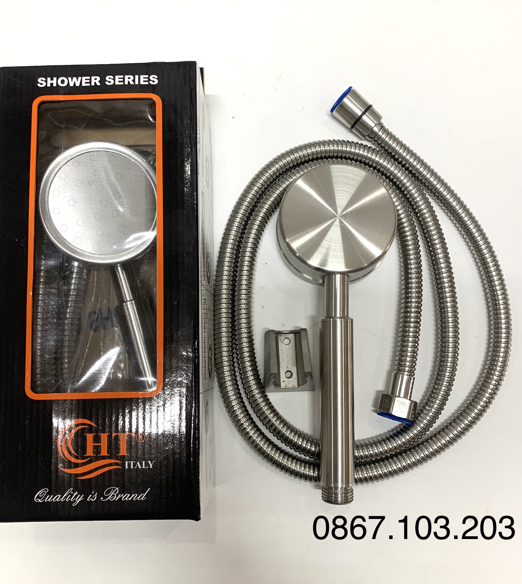 Vòi sen tắm tăng áp mặt tròn inox sus 304