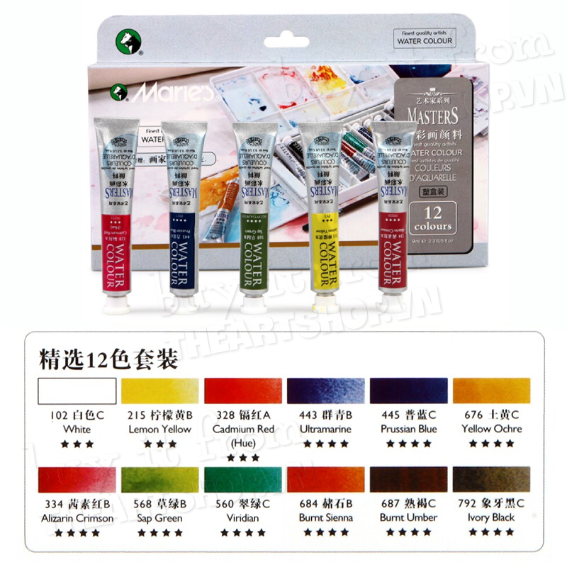 Màu nước Marie’s Master hạng hoạ sĩ tuýp 9ml