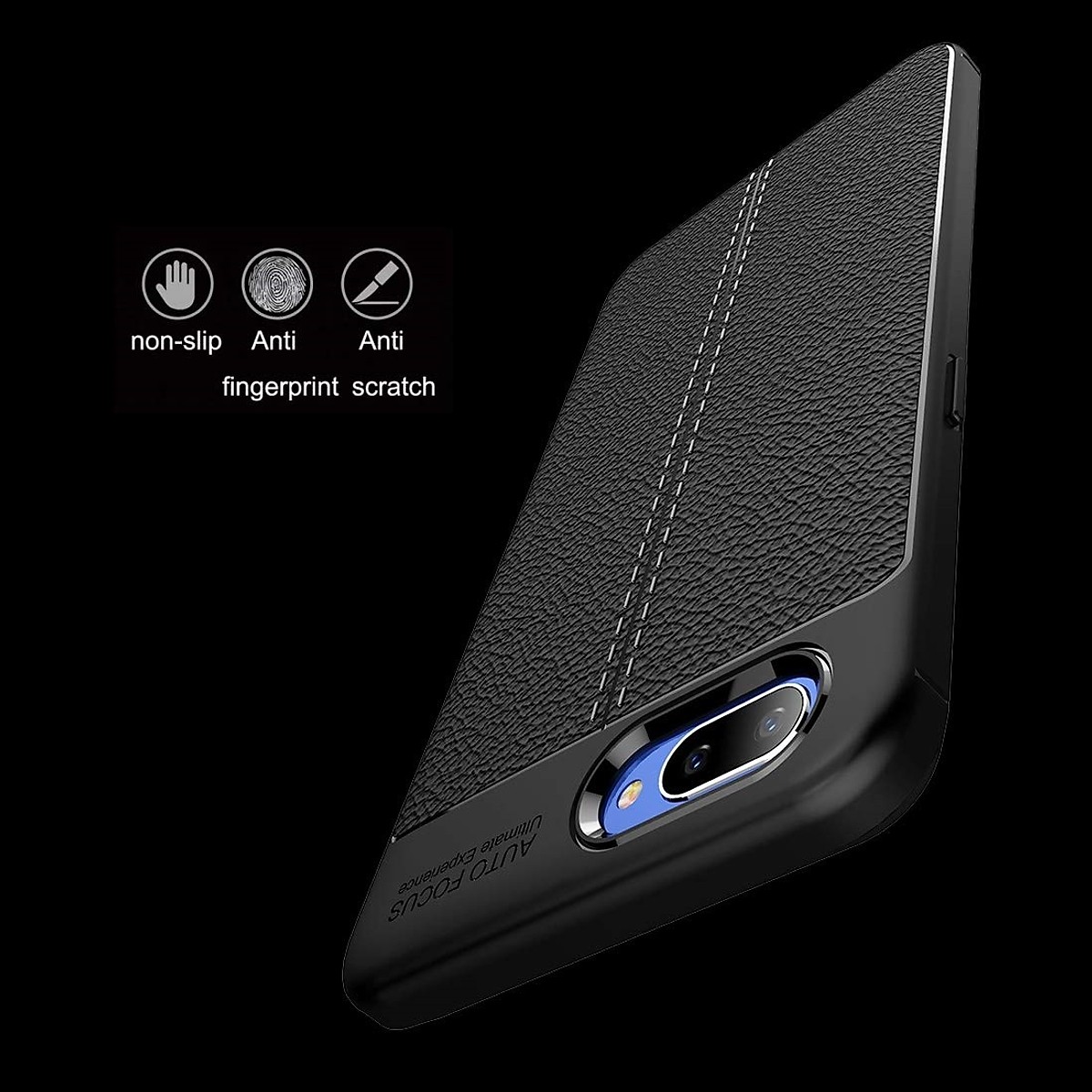 Ốp lưng Oppo A1K/Realme C2 - dẻo đen giả da auto