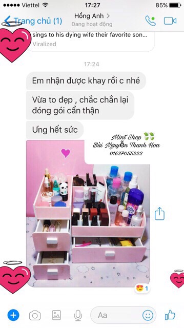 Kệ tủ đựng mĩ phẩm max hồng phấn 35cm