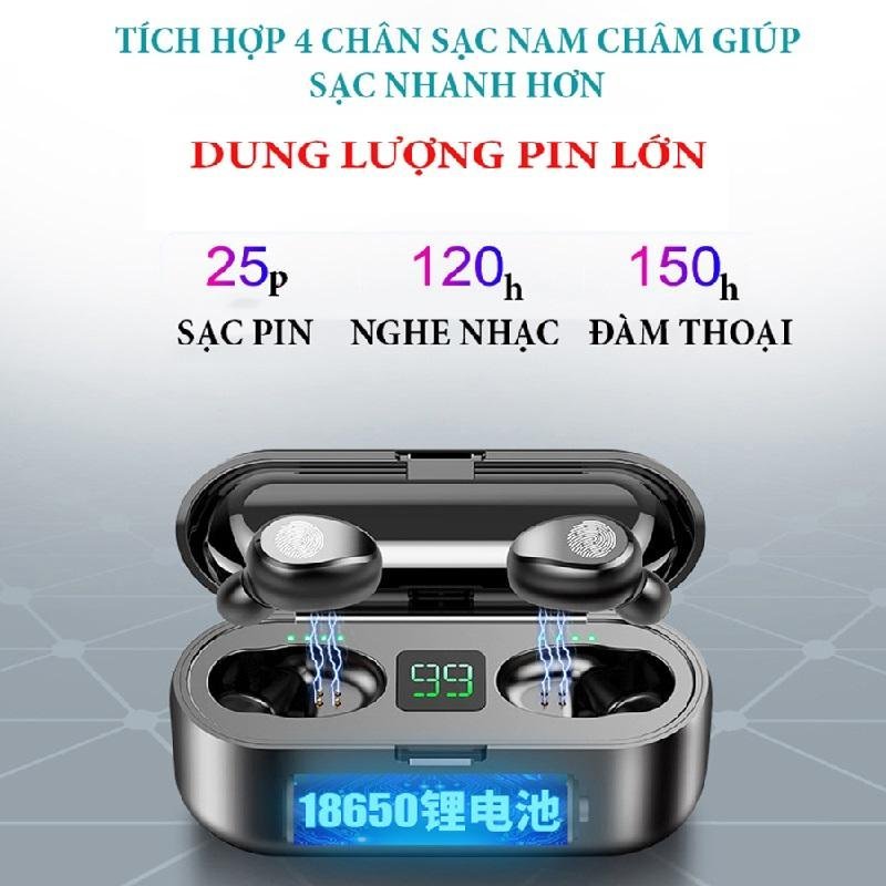 Tai nghe cảm ứng TWS F9 Pro bluetooth 5.3 tăng giảm âm lượng trực tiếp trên tai nghe - Hàng nhập khẩu cao cấp pro