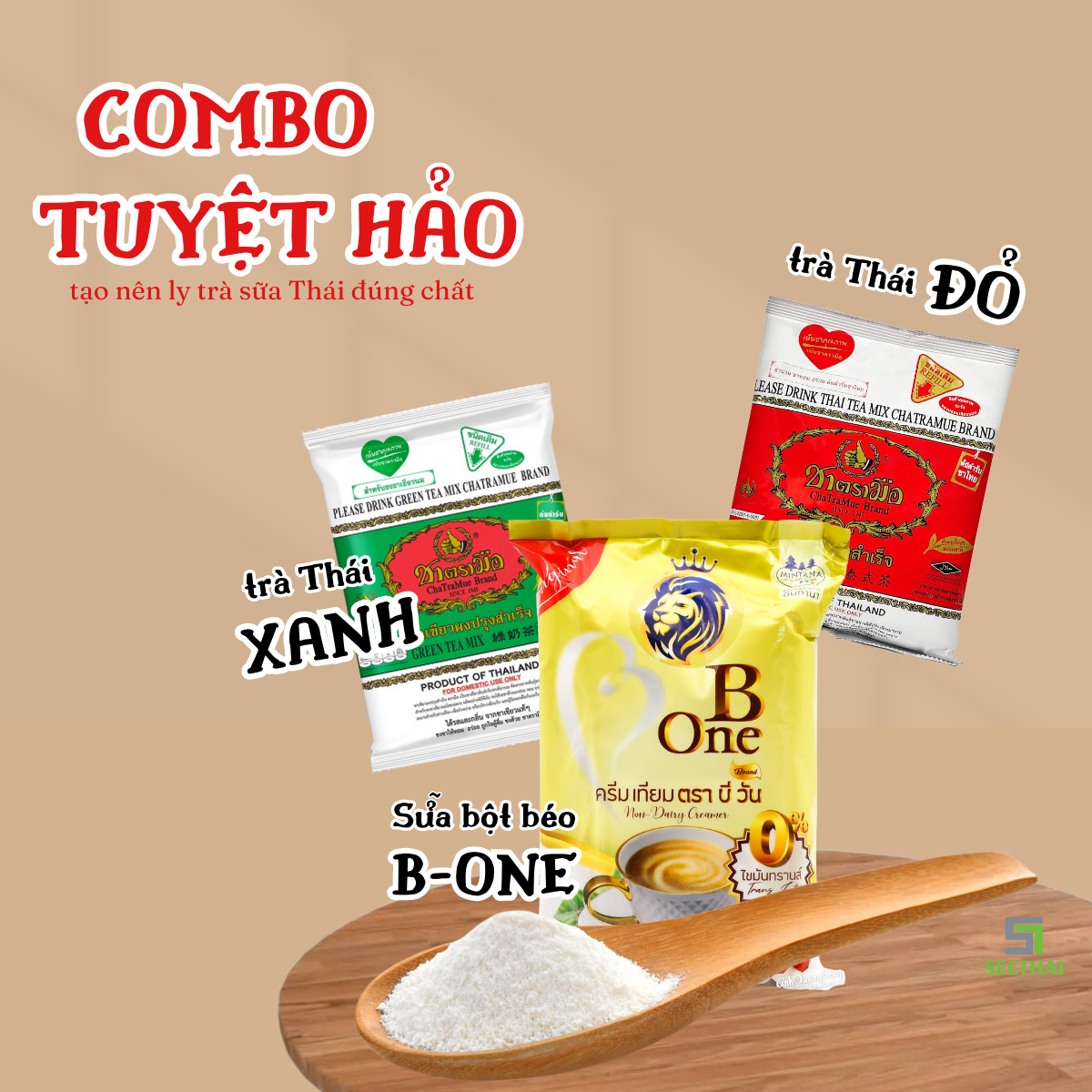 Trà thái xanh trà thái đỏ CHATRAMUE pha trà sữa Thái đúng chất