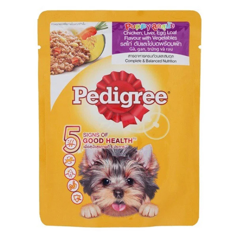 Pedigree - Sốt cho chó con vị gà, gan, trứng & rau gói 85g