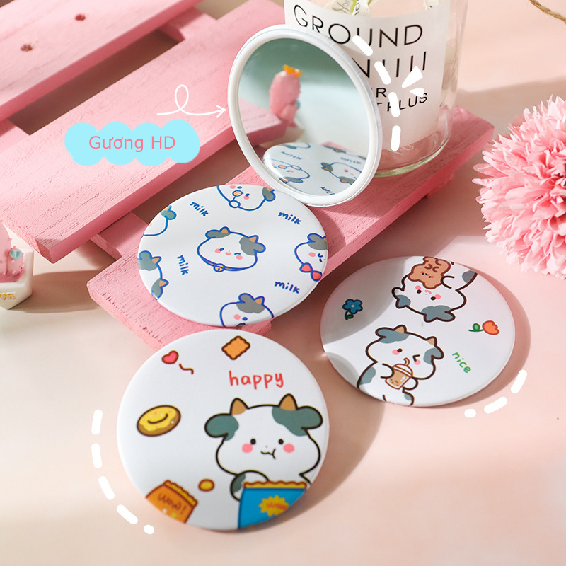 Round makeup mirror with a diameter of about 7cm