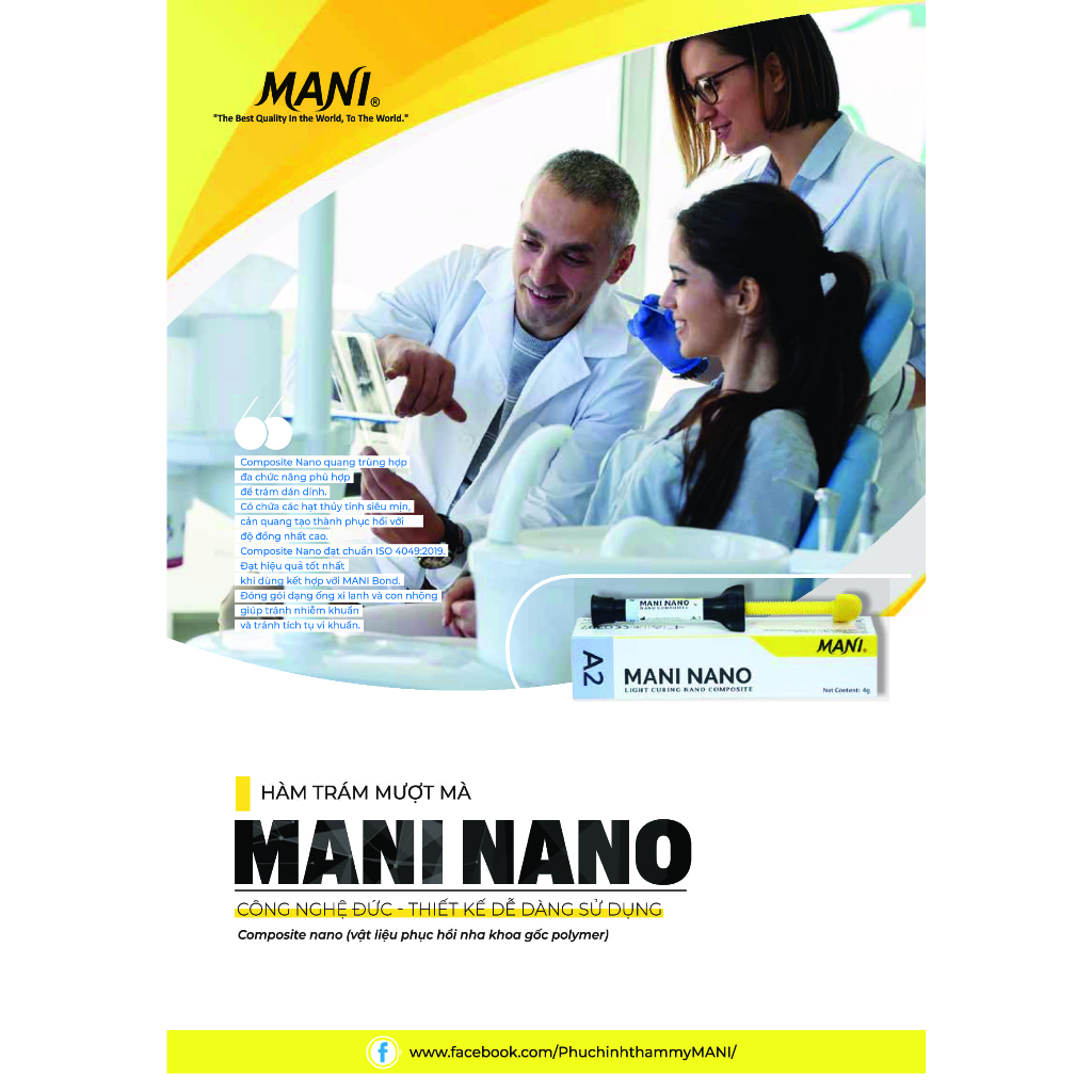 Composite đặc trám răng cửa, răng hàm Mani Nano (Hộp x tuýp 4g)