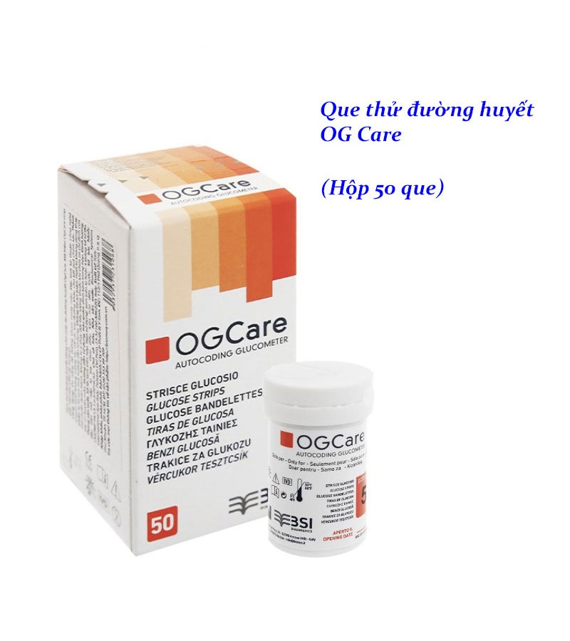 Que thử đường huyết ogcare hộp 50 que thử